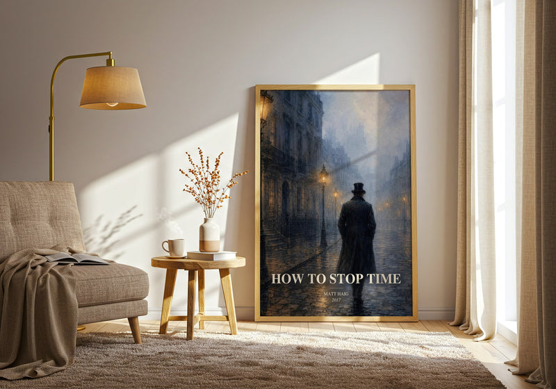 How To Stop Time watercolour print in frame leaning in hallway – fantasy wall art