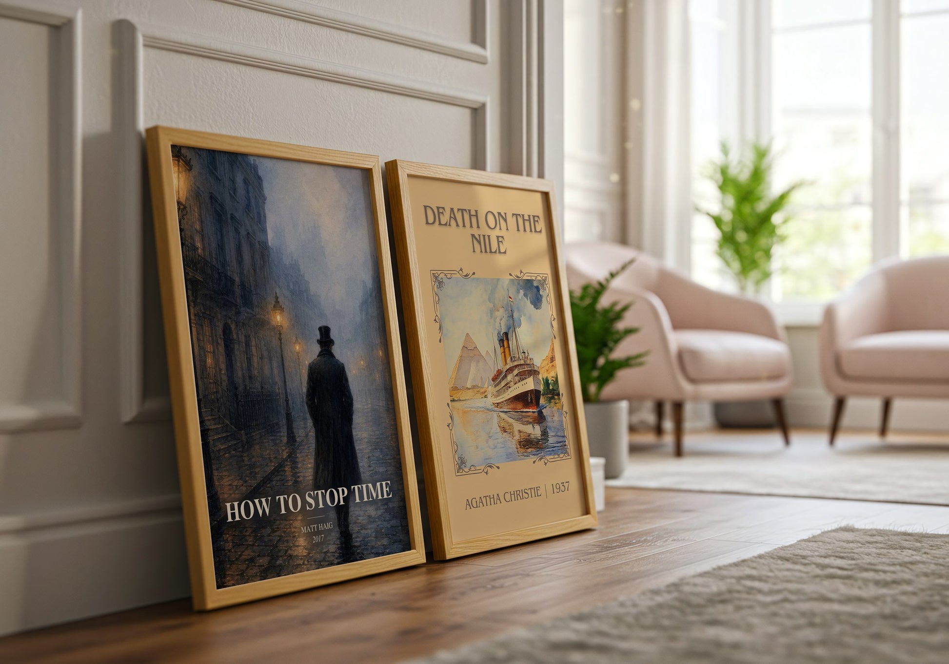 How To Stop Time watercolour print framed by window – literary home decor