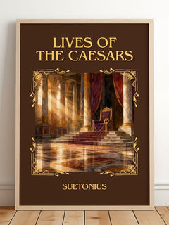 Lives of the Caesars Classic Book Art Print by Suetonius – framed print leaning on a wooden floor