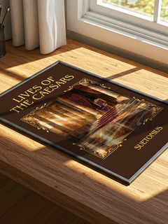 Lives of the Caesars Classic Book Art Print by Suetonius – print on a sunlit desk