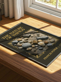The Nature of Things Classic Book Art Print by Francis Ponge – print on a sunlit desk