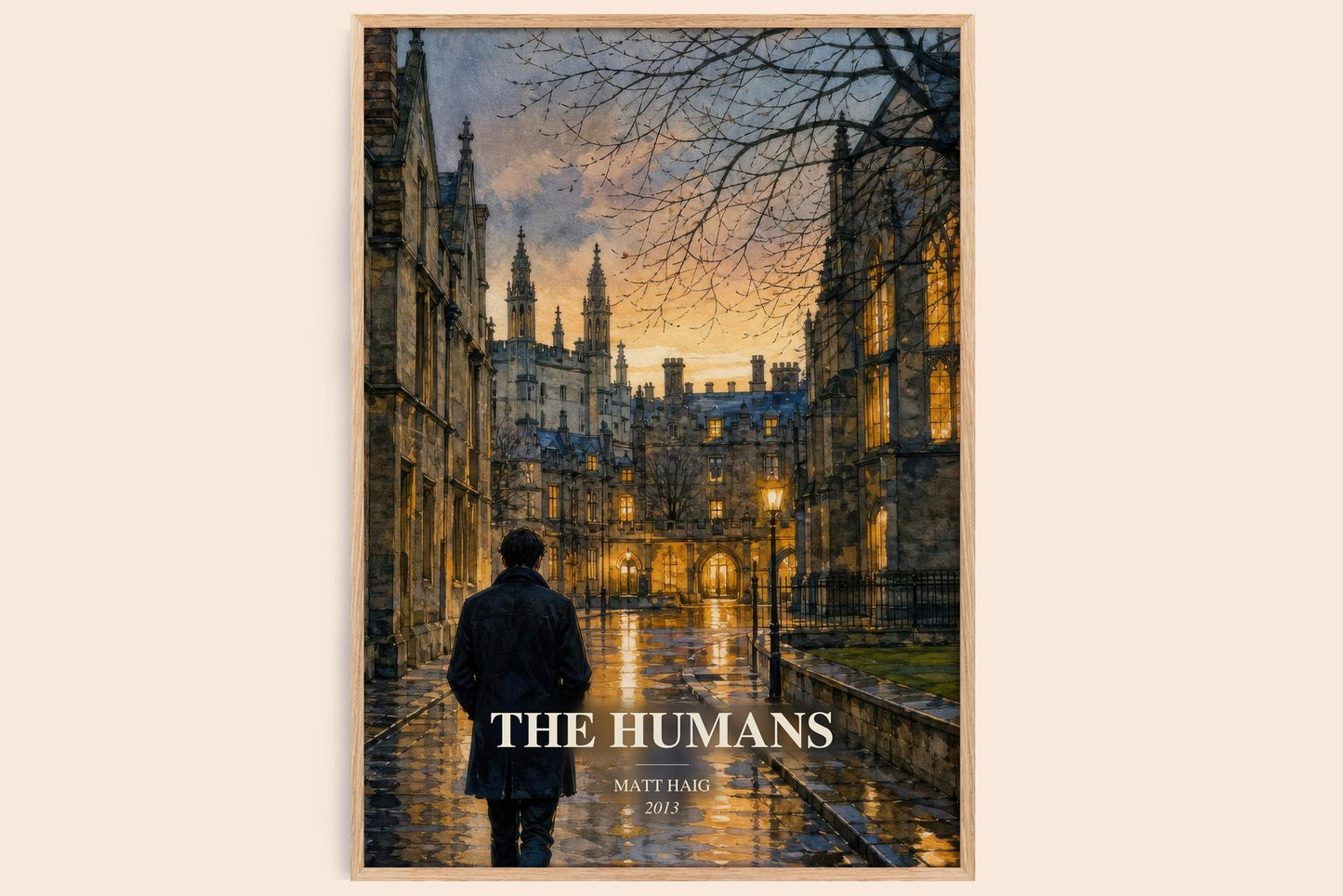 The Humans watercolour book poster by Matt Haig – framed literary art print