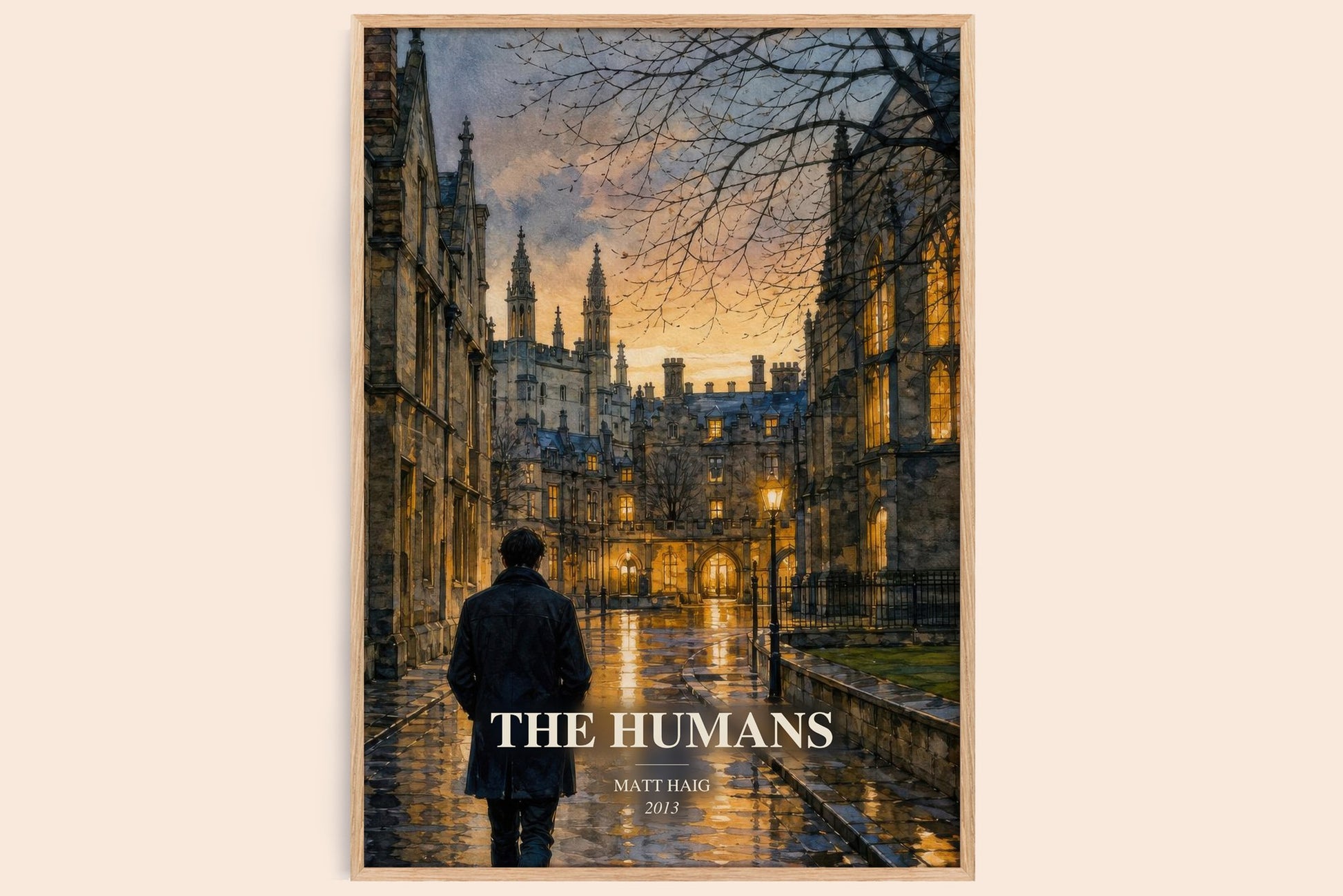 The Humans watercolour book poster by Matt Haig – framed literary art print