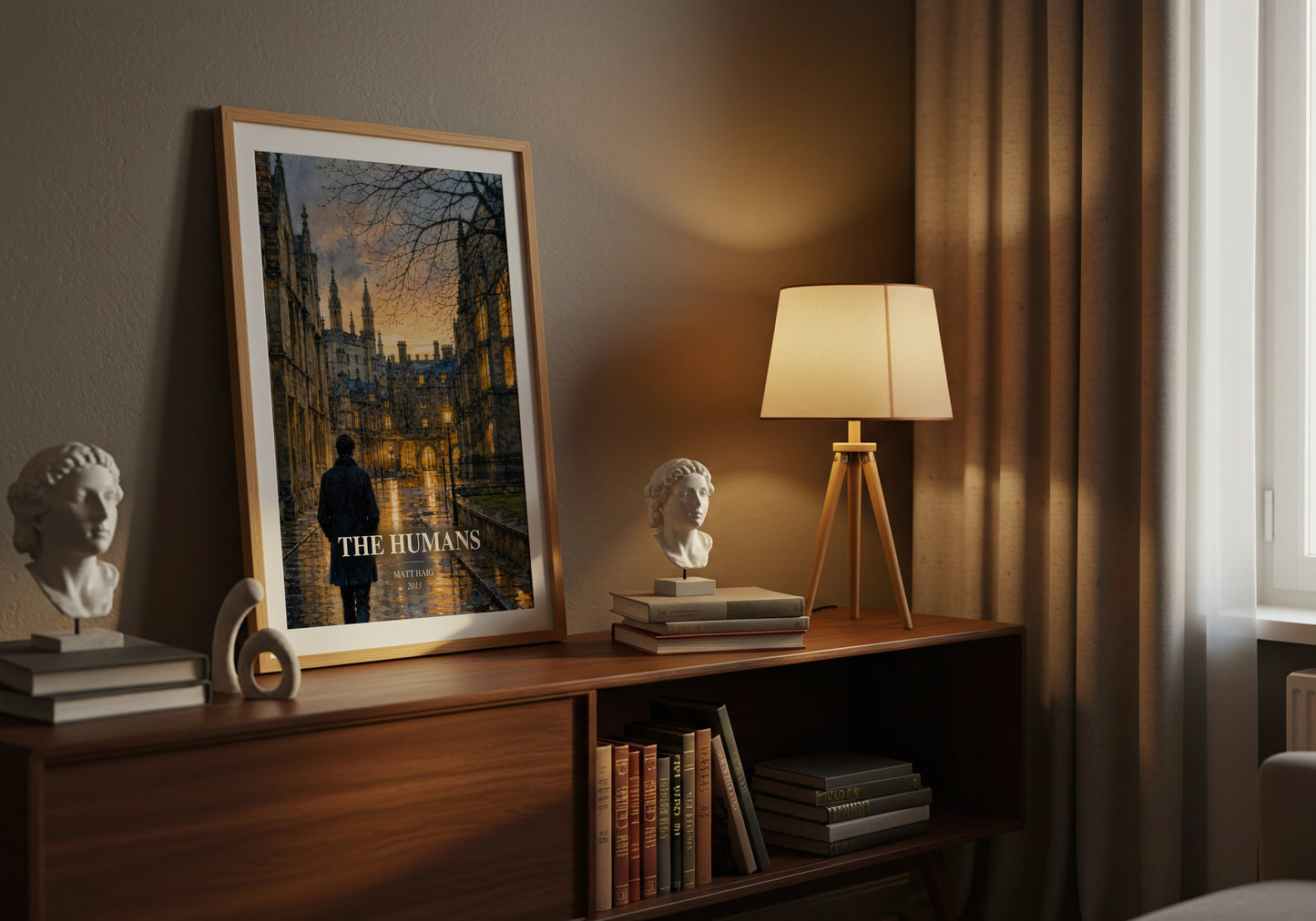 The Humans watercolour print on bookshelf – Matt Haig fan gift