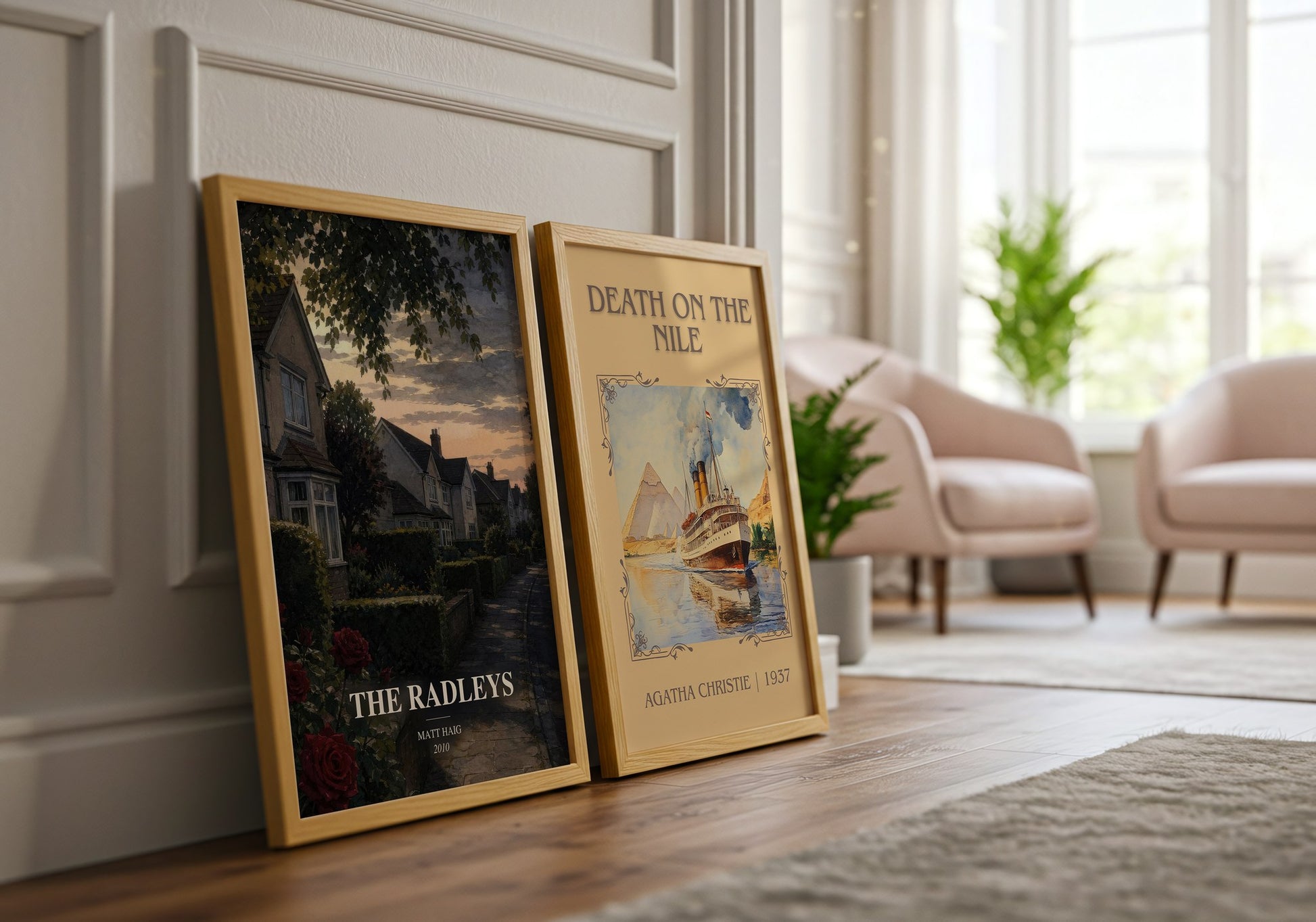 The Radleys watercolour print framed by window – literary home decor