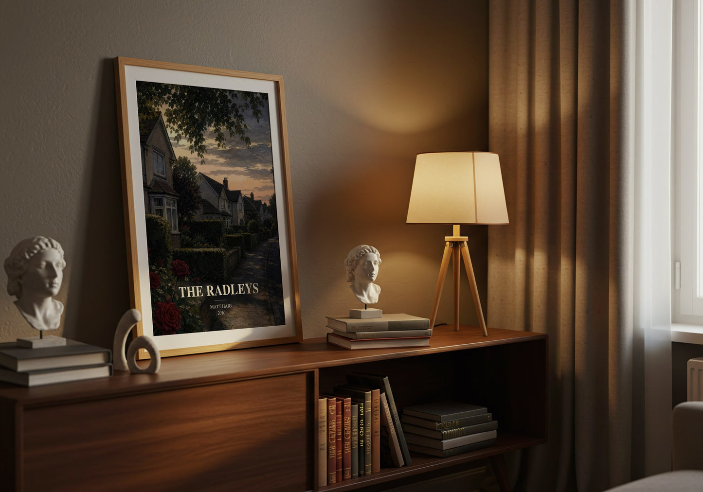 The Radleys watercolour print on bookshelf – Matt Haig fan gift