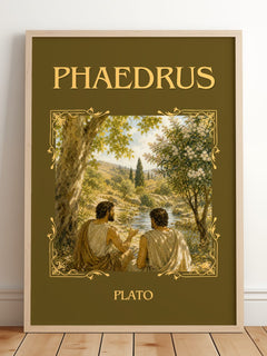 Phaedrus Classic Book Art Print by Plato – framed print leaning on a wooden floor