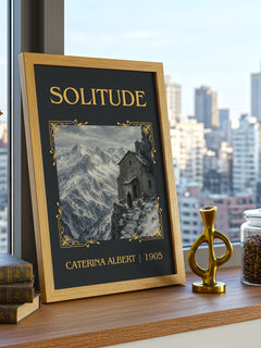 Solitude Classic Book Art Print by Caterina Albert – framed print on a city-view windowsill