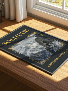 Solitude Classic Book Art Print by Caterina Albert – print on a sunlit desk