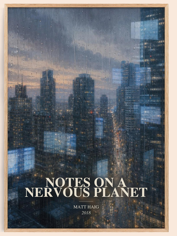 Notes On A Nervous Planet watercolour book poster by Matt Haig – framed literary art print