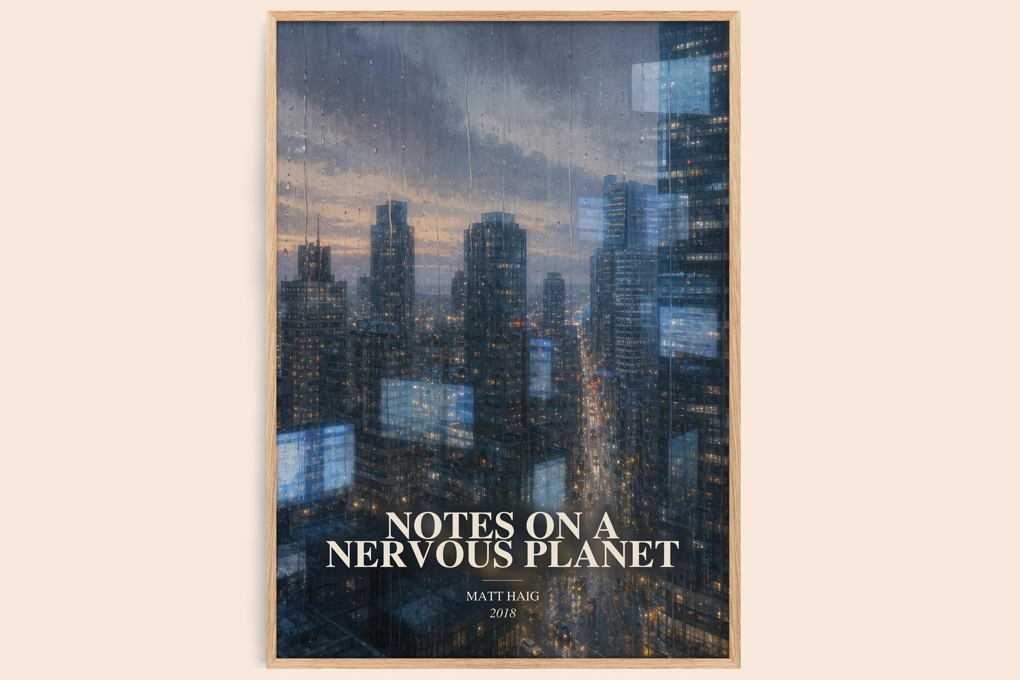Notes On A Nervous Planet watercolour book poster by Matt Haig – framed literary art print