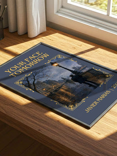 Your Face Tomorrow Classic Book Art Print by Javier Marias – print on a sunlit desk