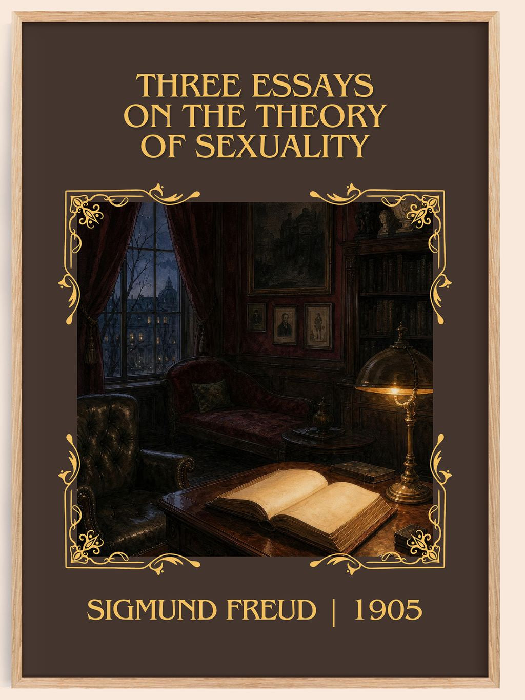 Three Essays on the Theory of Sexuality Classic Book Art Print by Sigmund Freud – book poster