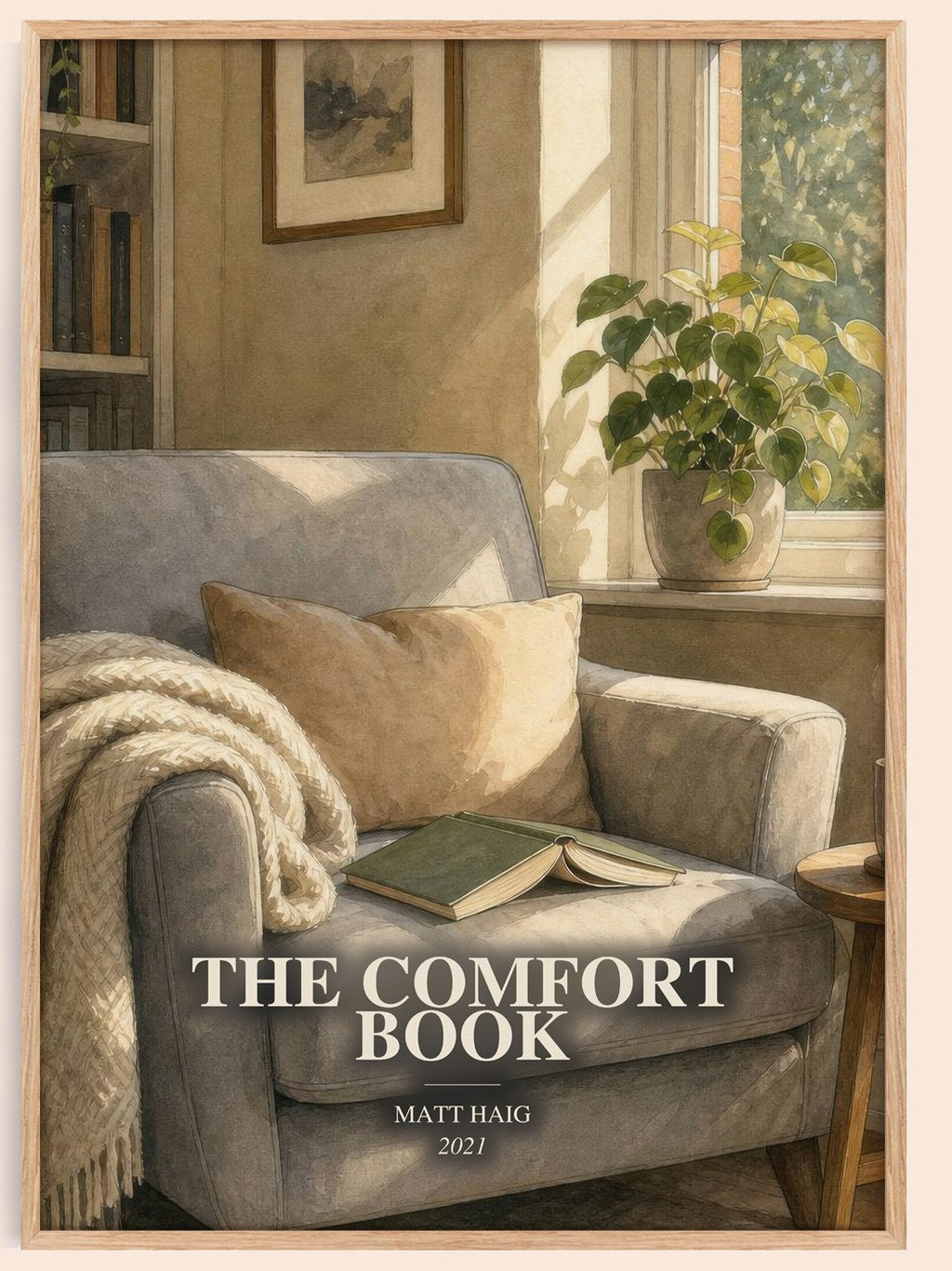 The Comfort Book watercolour book poster by Matt Haig – framed literary art print