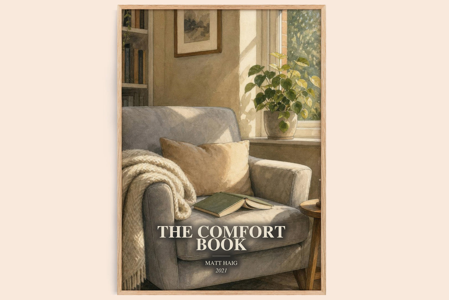 The Comfort Book watercolour book poster by Matt Haig – framed literary art print
