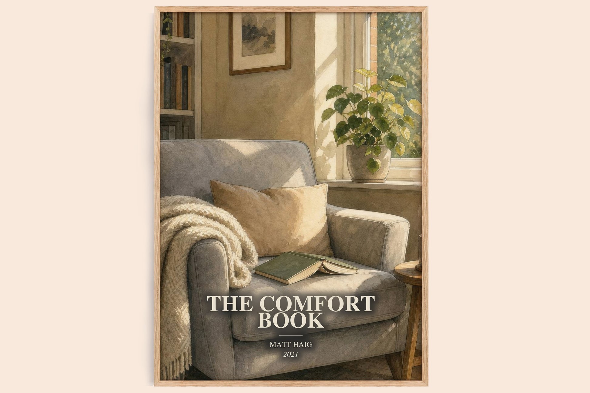 The Comfort Book watercolour book poster by Matt Haig – framed literary art print