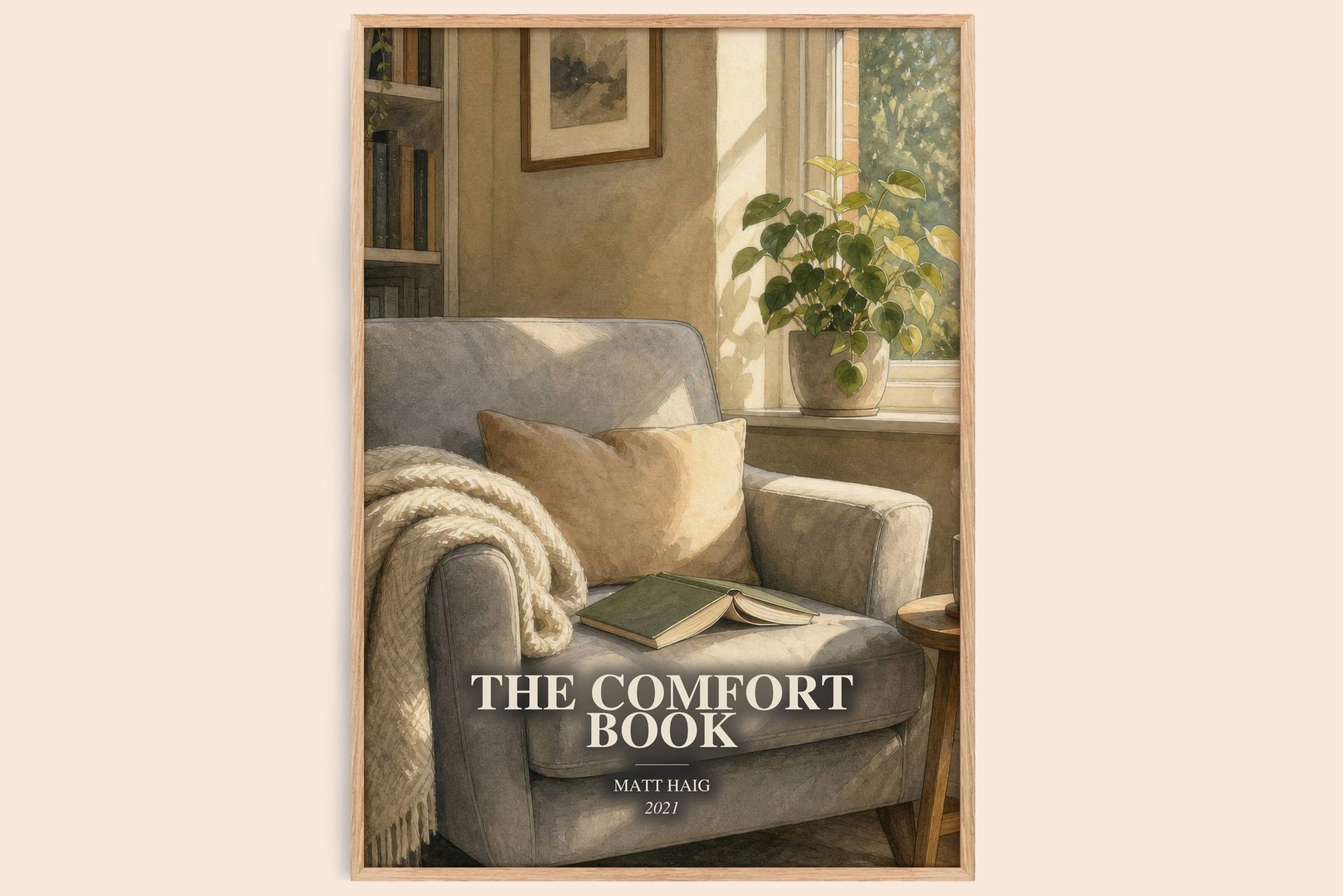 The Comfort Book watercolour book poster by Matt Haig – framed literary art print