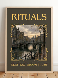 Rituals Classic Book Art Print by Cees Nooteboom – framed print leaning on a wooden floor