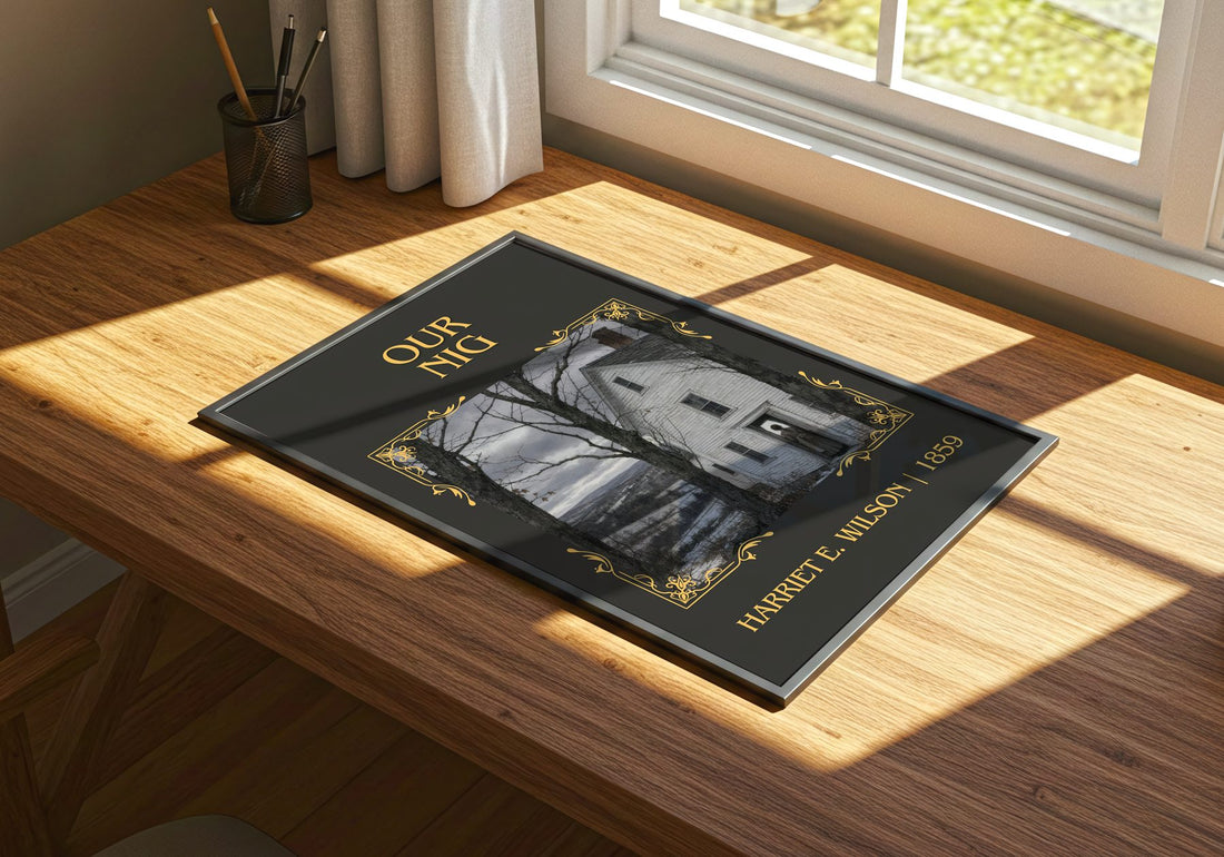Our Nig Classic Book Art Print by Harriet E. Wilson – print on a sunlit desk