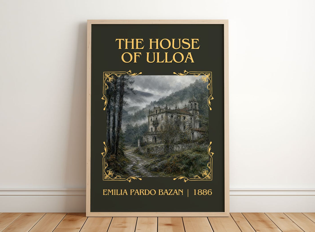 The House of Ulloa Classic Book Art Print by Emilia Pardo Bazán – framed print leaning on a wooden floor