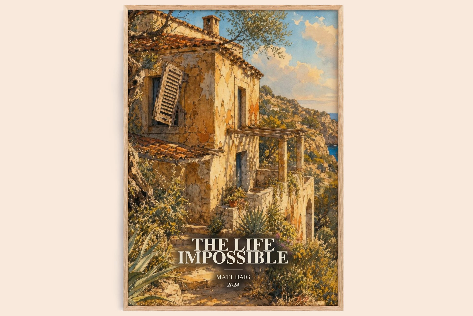 The Life Impossible watercolour book poster by Matt Haig – framed literary art print