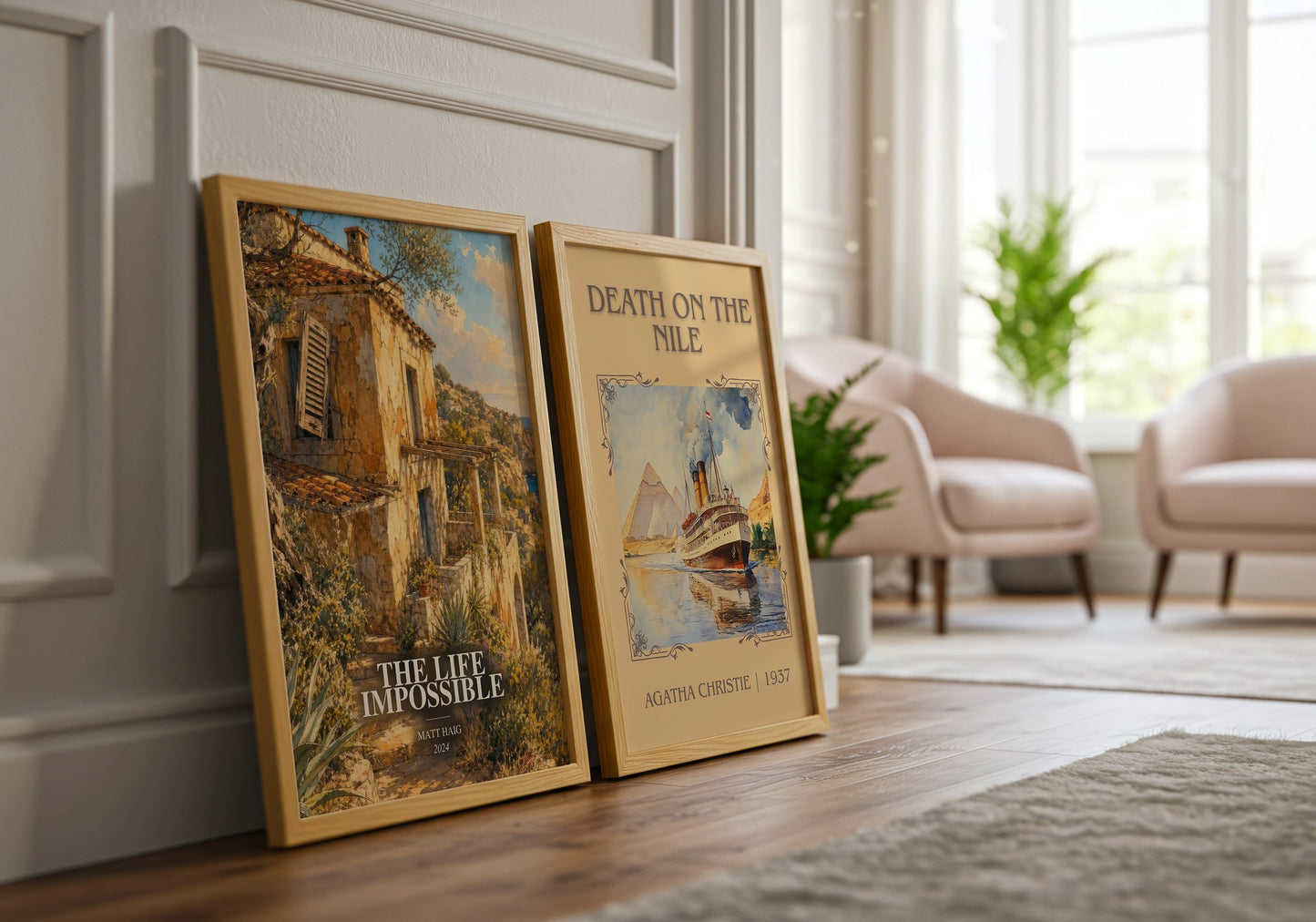 The Life Impossible watercolour print framed by window – literary home decor