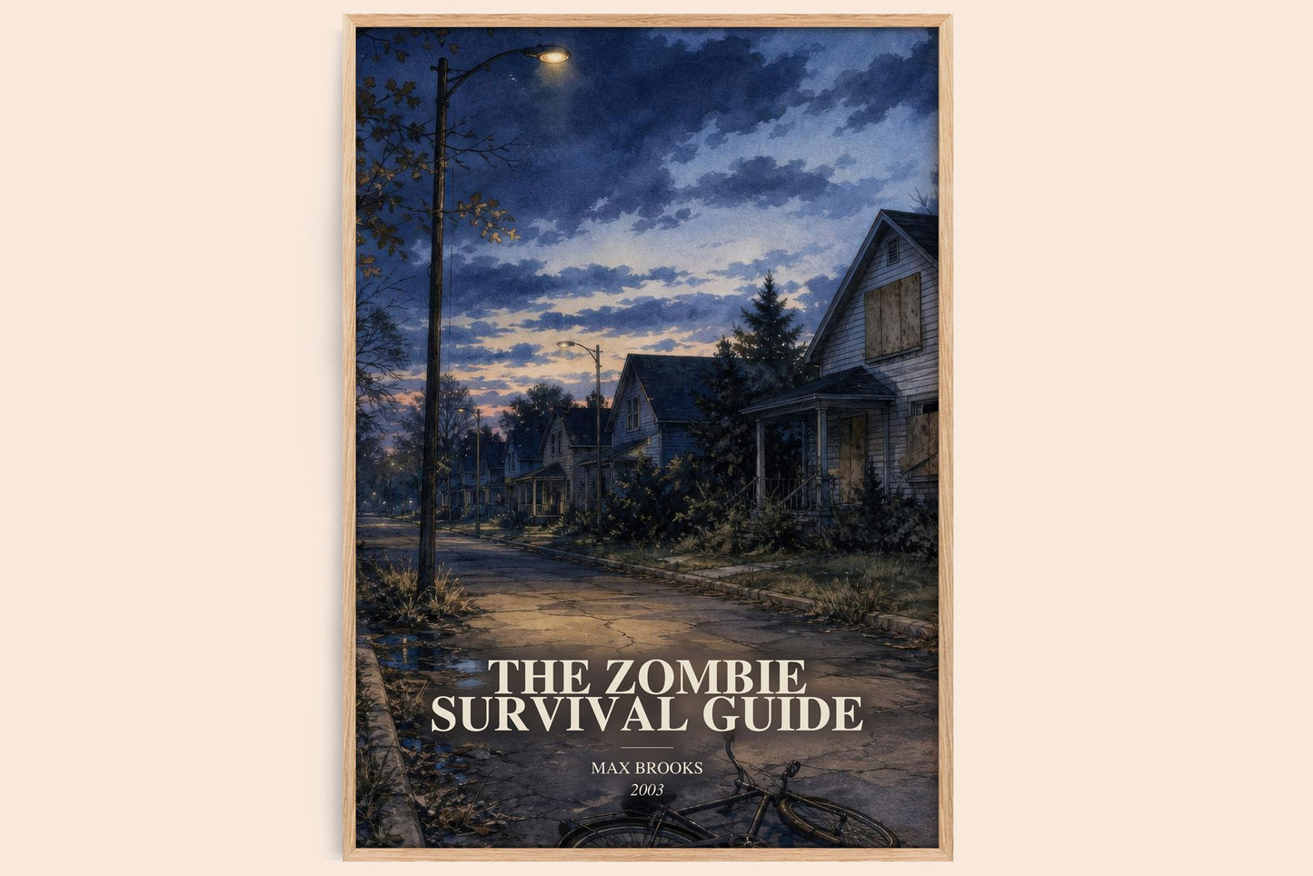 The Zombie Survival Guide watercolour book poster by Max Brooks – framed literary art print