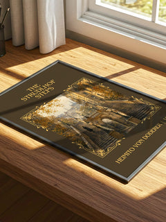 The Strudlhof Steps Classic Book Art Print by Heimito von Doderer – print on a sunlit desk