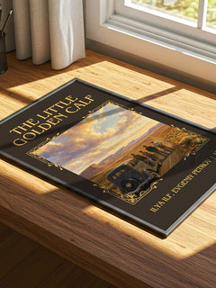 Little Golden Calf Classic Book Art Print by Ilya Ilf, Evgeniy Petrov – print on a sunlit desk