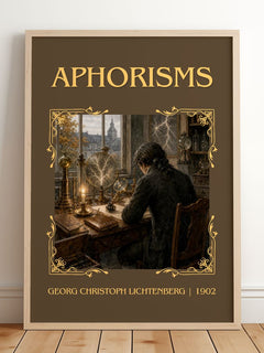 Aphorisms Classic Book Art Print by Georg Christoph Lichtenberg – framed print leaning on a wooden floor