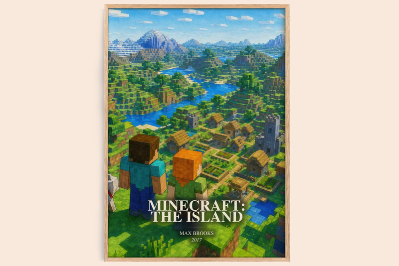 Minecraft: The Island watercolour book poster by Max Brooks – framed literary art print