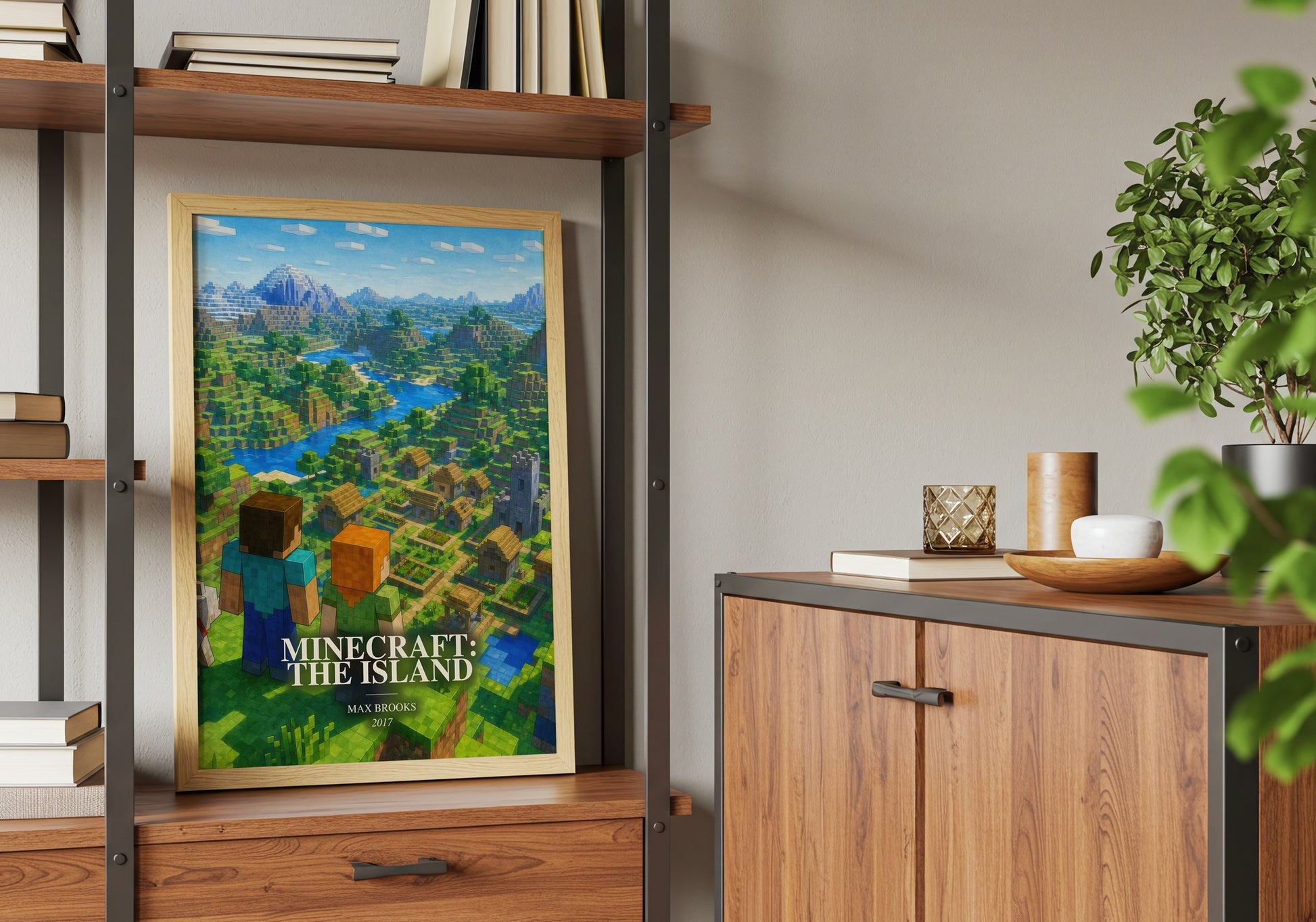Minecraft: The Island book watercolour illustration paper finish options – matte satin gloss