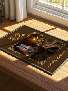 The Lady Of The Camellias Classic Book Art Print by Alexandre Dumas – print on a sunlit desk