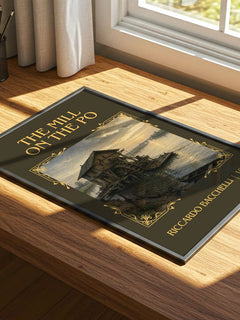 The Mill On The Po Classic Book Art Print by Riccardo Bacchelli – print on a sunlit desk