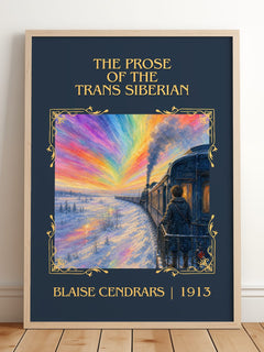 Prose Of The Trans Siberian Classic Book Art Print by Blaise Cendrars – framed print leaning on a wooden floor