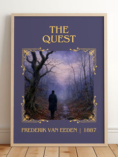 The Quest Classic Book Art Print by Frederik van Eeden – framed print leaning on a wooden floor