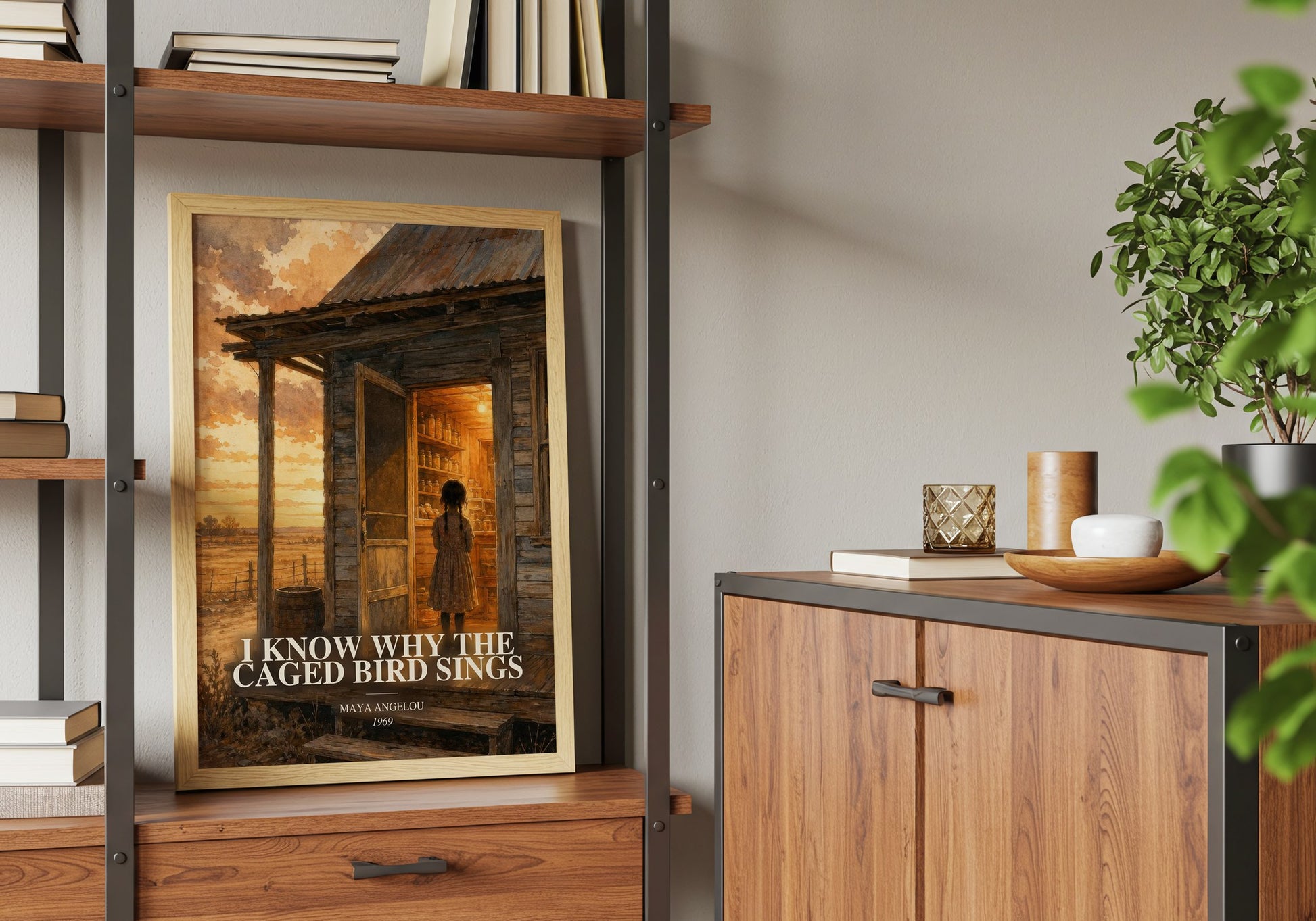 I Know Why The Caged Bird Sings book watercolour illustration paper finish options – matte satin gloss