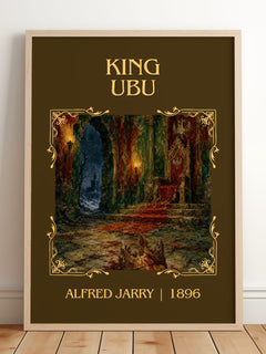 King Ubu Classic Book Art Print by Alfred Jarry – framed print leaning on a wooden floor