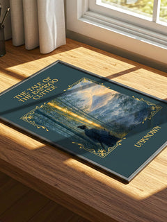 The Tale of the Bamboo Cutter Classic Book Art Print by Unknown – print on a sunlit desk