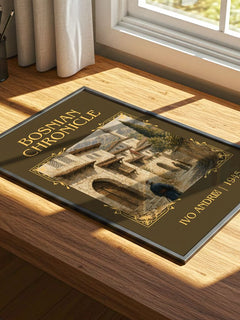 Bosnian Chronicle Classic Book Art Print by Ivo Andrić – print on a sunlit desk