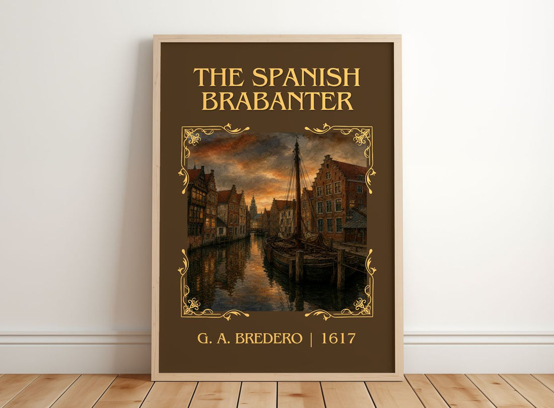 The Spanish Brabanter Classic Book Art Print by G. A. Bredero – framed print leaning on a wooden floor