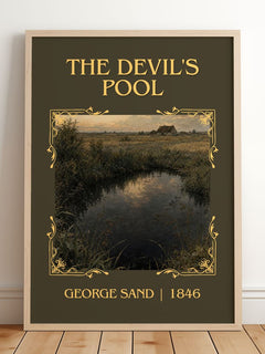 The Devil's Pool Classic Book Art Print by George Sand – framed print leaning on a wooden floor