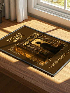 Palace Walk Classic Book Art Print by Naguib Mahfouz – print on a sunlit desk