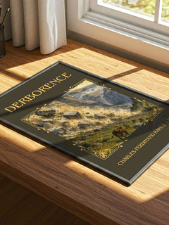 Derborence Classic Book Art Print by Charles Ferdinand Ramuz – print on a sunlit desk