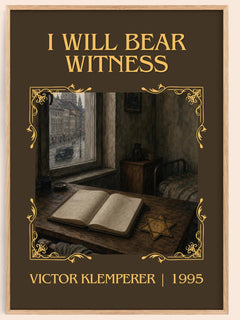 I Will Bear Witness Classic Book Art Print by Victor Klemperer – book poster