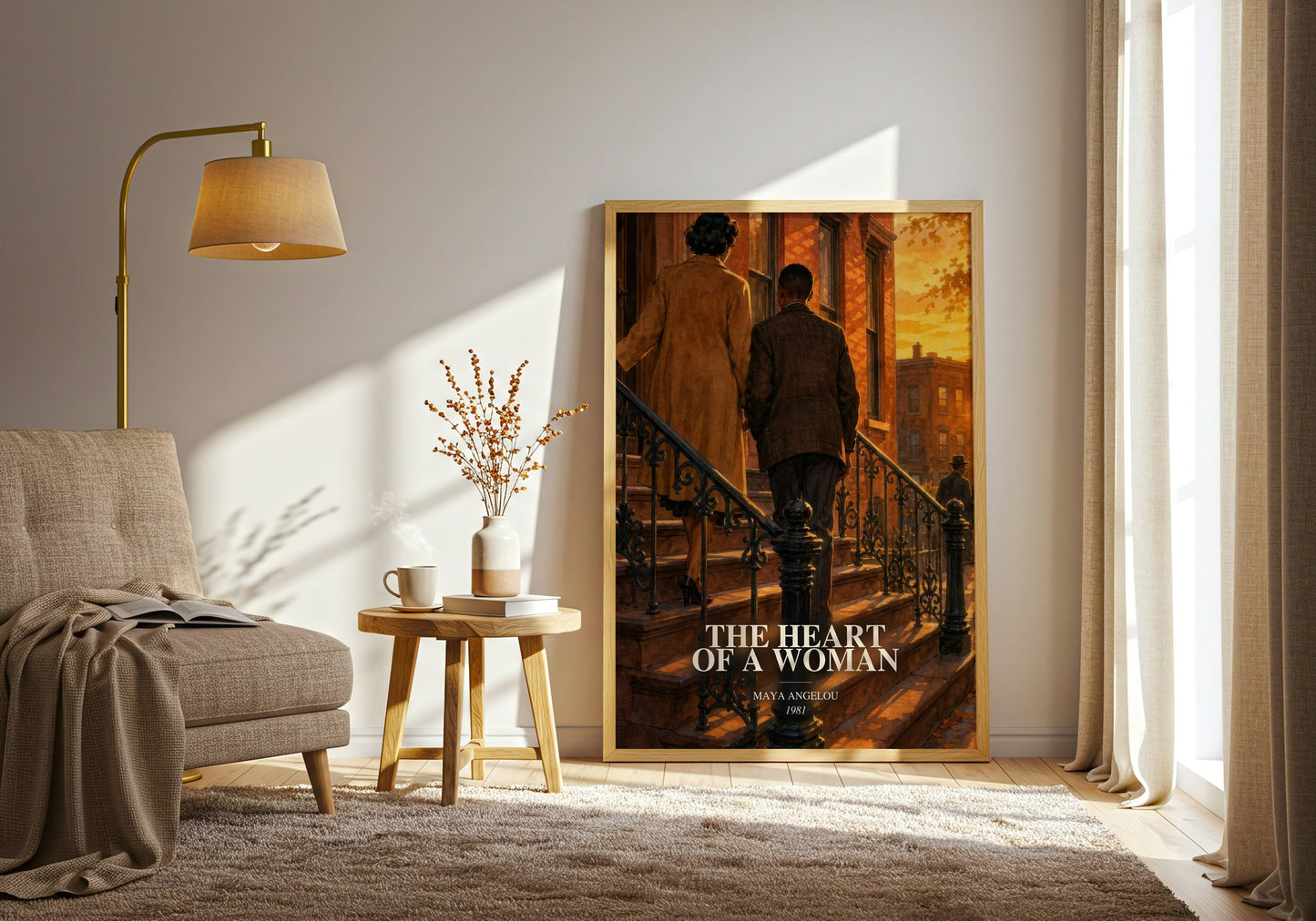 The Heart Of A Woman watercolour print in frame leaning in hallway – memoir wall art