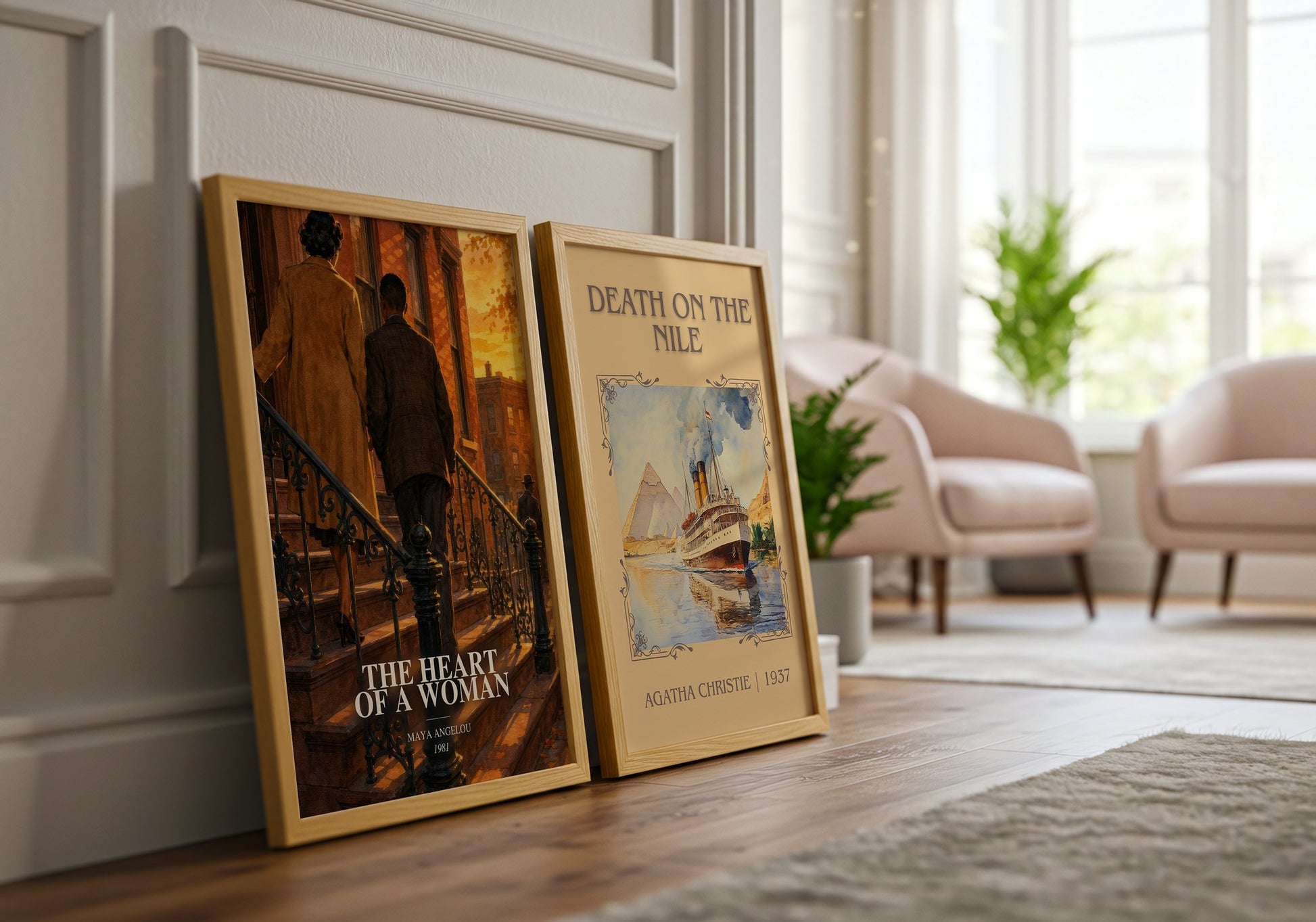 The Heart Of A Woman watercolour print framed by window – literary home decor