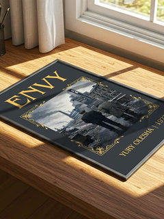 Envy Classic Book Art Print by Yury Olesha – print on a sunlit desk