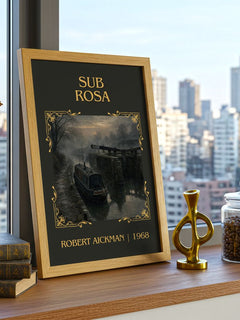 Sub Rosa Classic Book Art Print by Robert Aickman – framed print on a city-view windowsill