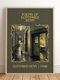 Poems Of Gottfried Benn Classic Book Art Print by Gottfried Benn – framed print leaning on a wooden floor